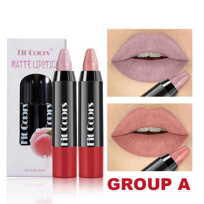 New Fashion 2-Pack Velvet Matte Lip Pencils for Long-Lasting Wear-Homeunderwear