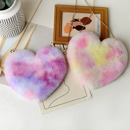 Heart-Shaped Fuzzy Crossbody Bag Winter