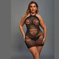 Plus Size Halter Neck Cover Hip Bodysuit