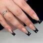 Long French Black Edge Nail Tips with Crystal Decor