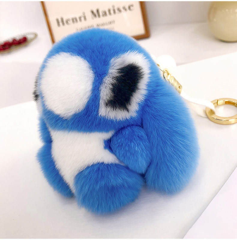 Cute Real Rabbit Fur Stitch Keychain - Accessory