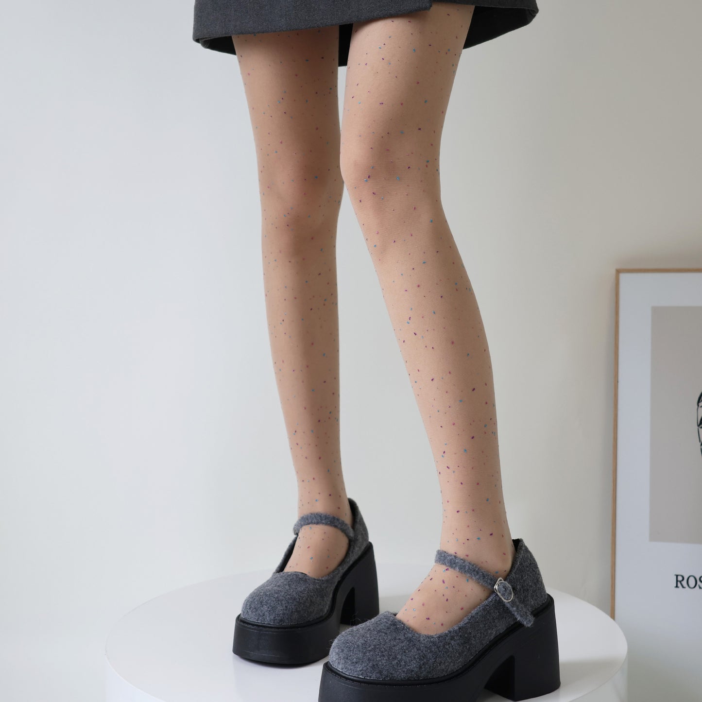 Sexy Slim Color Polka Dot Print Meat-through Leggings Pantyhose