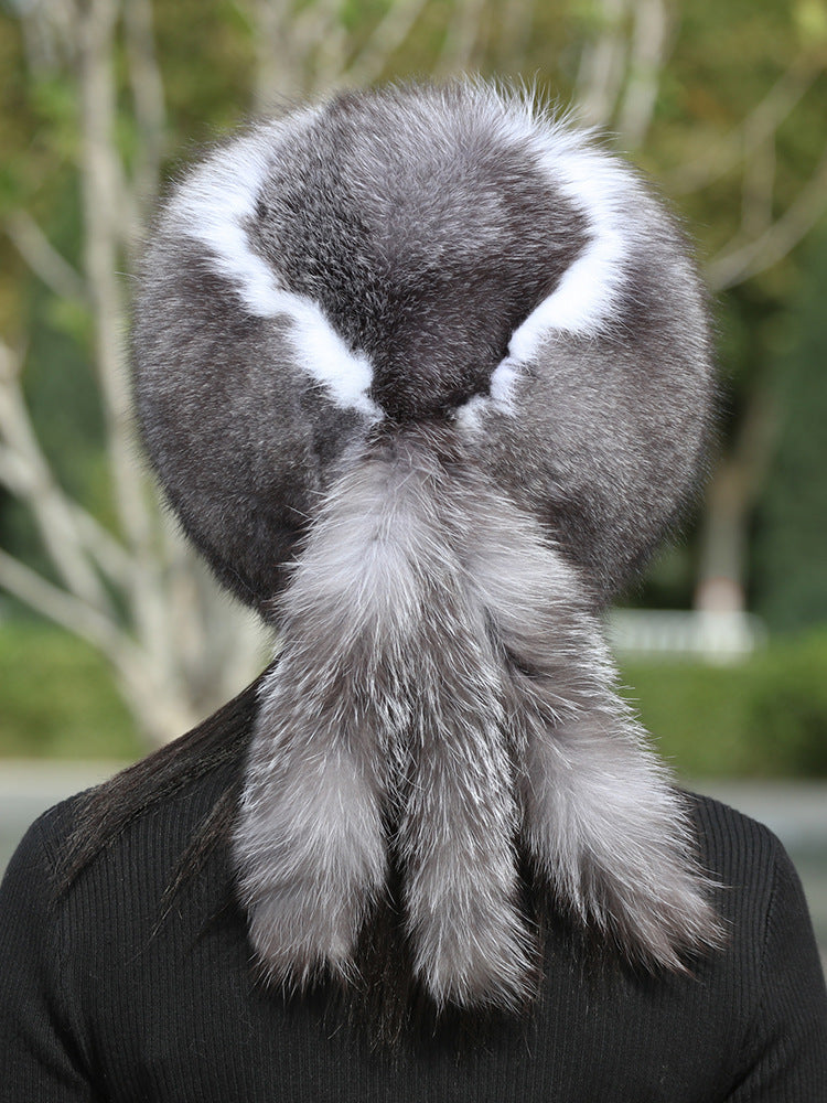 Warm Fox Fur Pom Pom Hat - Winter Accessory