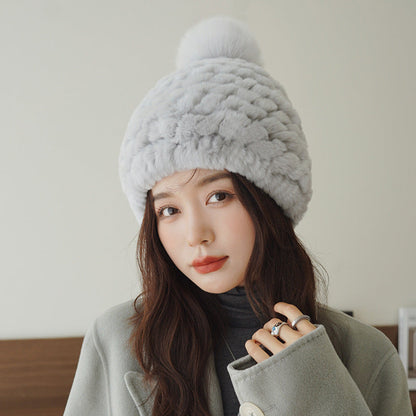 Winter Real Rabbit Fur Ear Flap Hat - Stylish & Warm