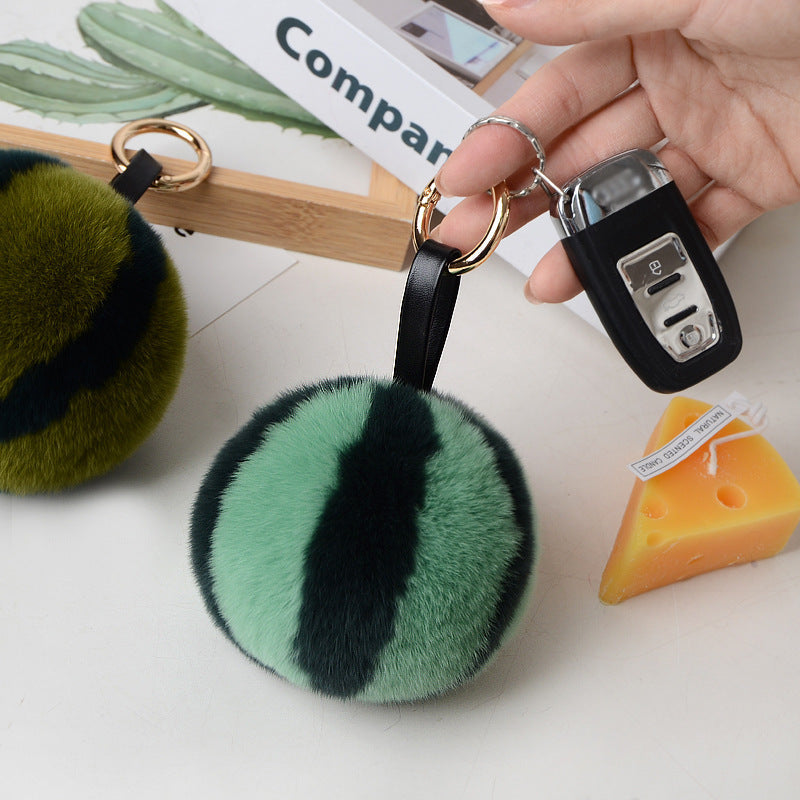 Cute Faux Fur Watermelon Toy - Bag Charm Keychain