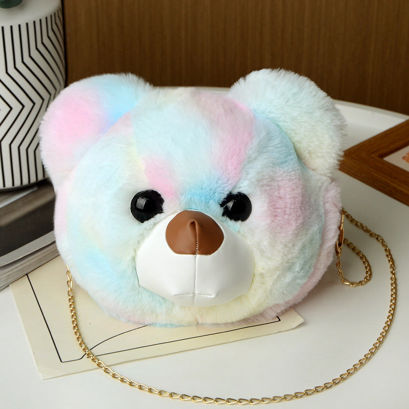 Cute Panda Head Fuzzy Bag for Phones Winter