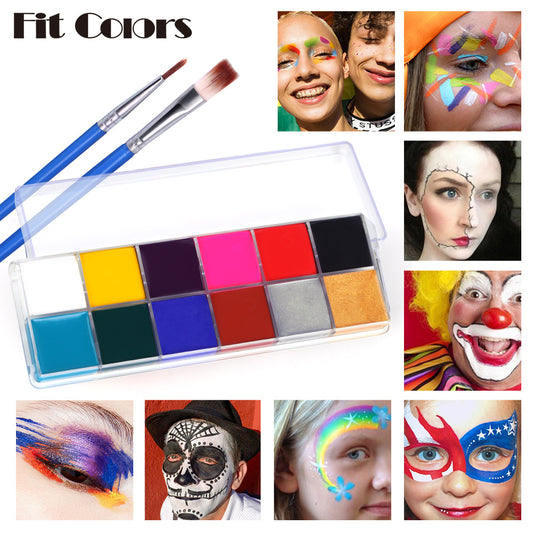 New Fashion 12-Color Water-Soluble Face Painting Palette for Festivals & Parties-Homeunderwear