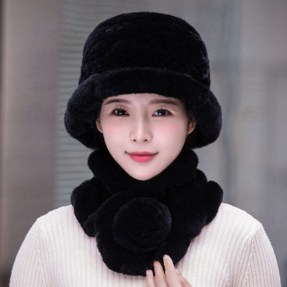 Winter Real Rabbit Fur Hat & Scarf Set - Warm & Elegant