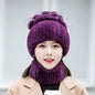 Winter Real Rabbit Fur Hat & Neck Warmer Set