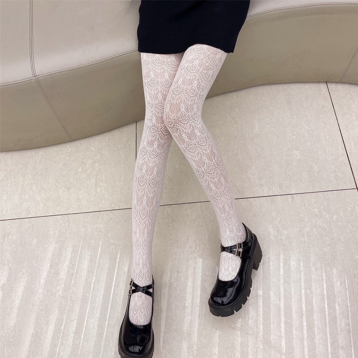 Sexy Jacquard Hollow Mesh Socks Loli Girl Bottom Pantyhose