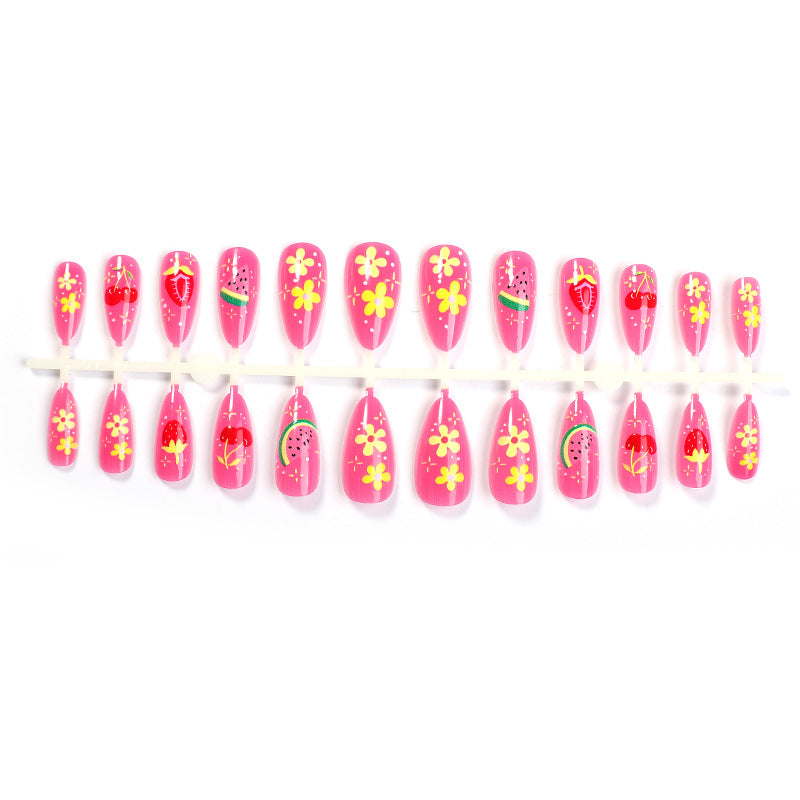 Almond Shape Watermelon Cute Detachable Nails