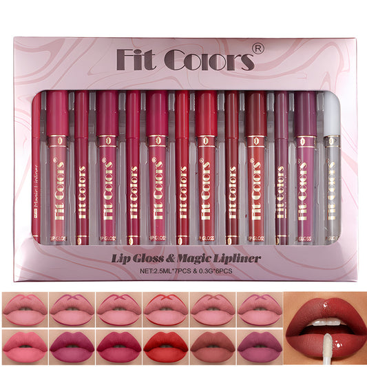 New Fashion6+7 Lip Liner and Lip Gloss Set - Matte-homeunderwear