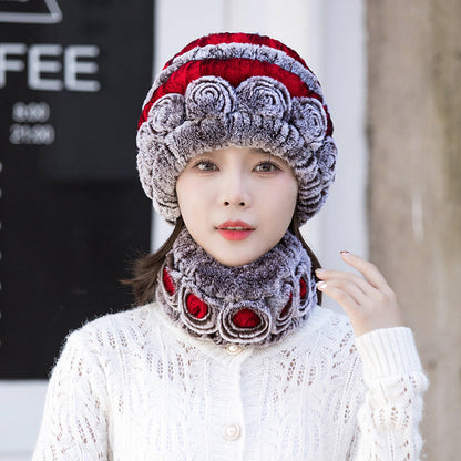 Stylish Real Rabbit Fur Ear Flap Hat - Warm Winter Accessory