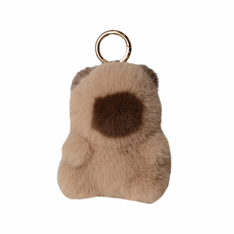 Cute Faux Fur Capybara Plush Keychain Car Accessory