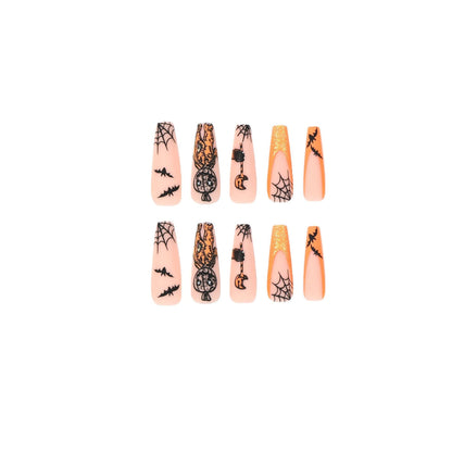 Fashion Orange French Glitter Halloween Nail Stickers