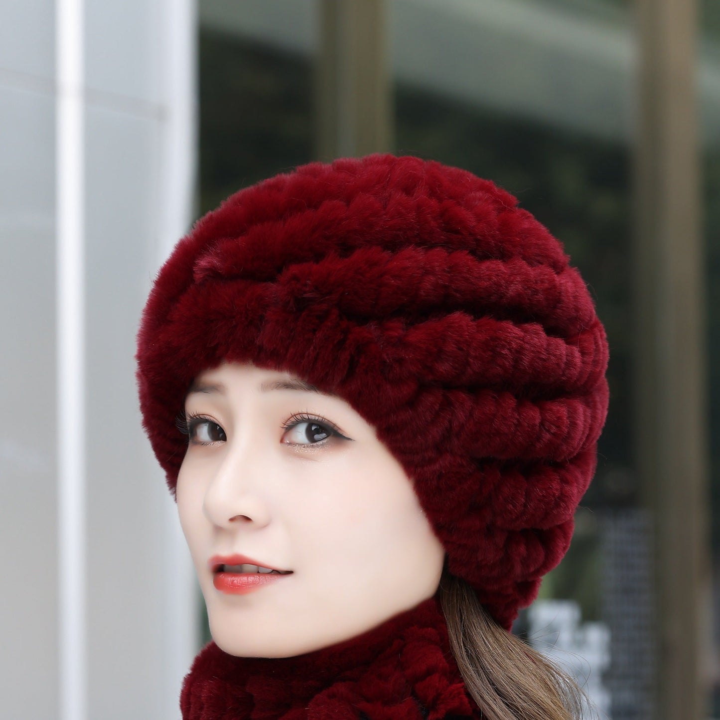 Winter Knit Real Rabbit Fur Hat - Warm & Stylish