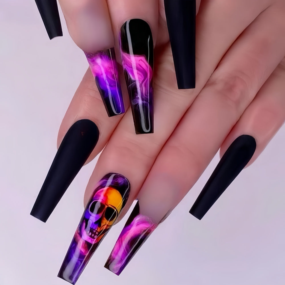 Ins-Style Matte 24-Piece Halloween Skull Press-On Nails