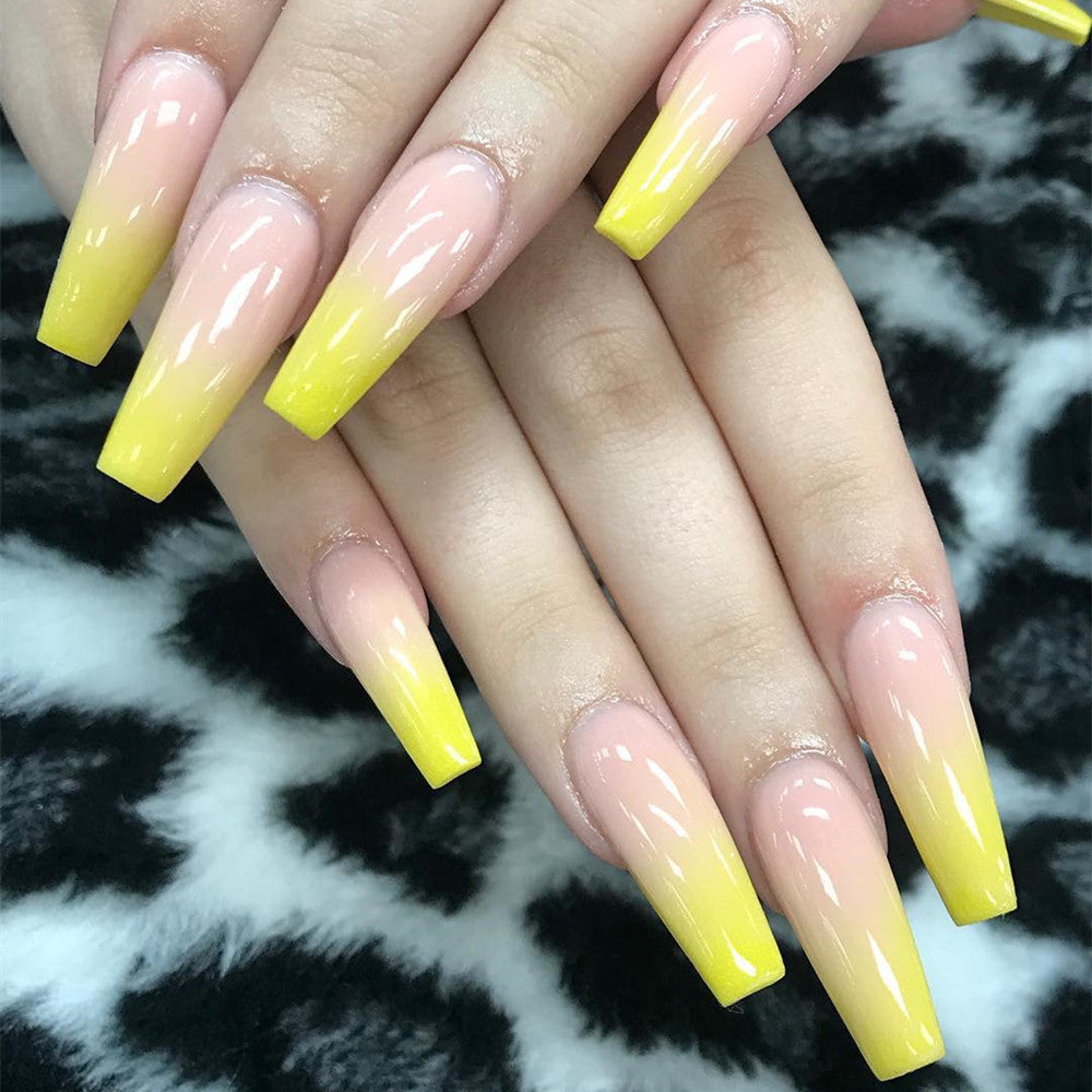 New Fashion  Luxury Minimalist Yellow Gradient Aurora Metal Acrylic Nails TA-19-Homeunderwear