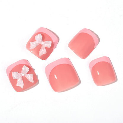 Wholesale Pink French Toe Nails with Bow for European & American Market