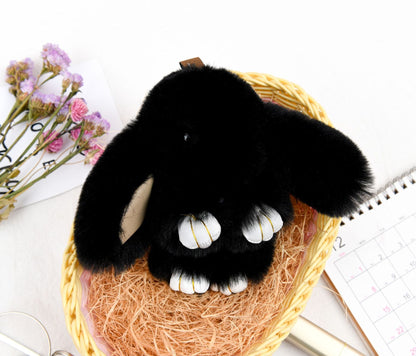 Rabbit Fur Lying Bunny Keychain Cute Charm