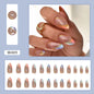 Trendy Euro Ins Style Round Almond Multicolor Gradient French Gold Line Fake Nails-Homeunderwear