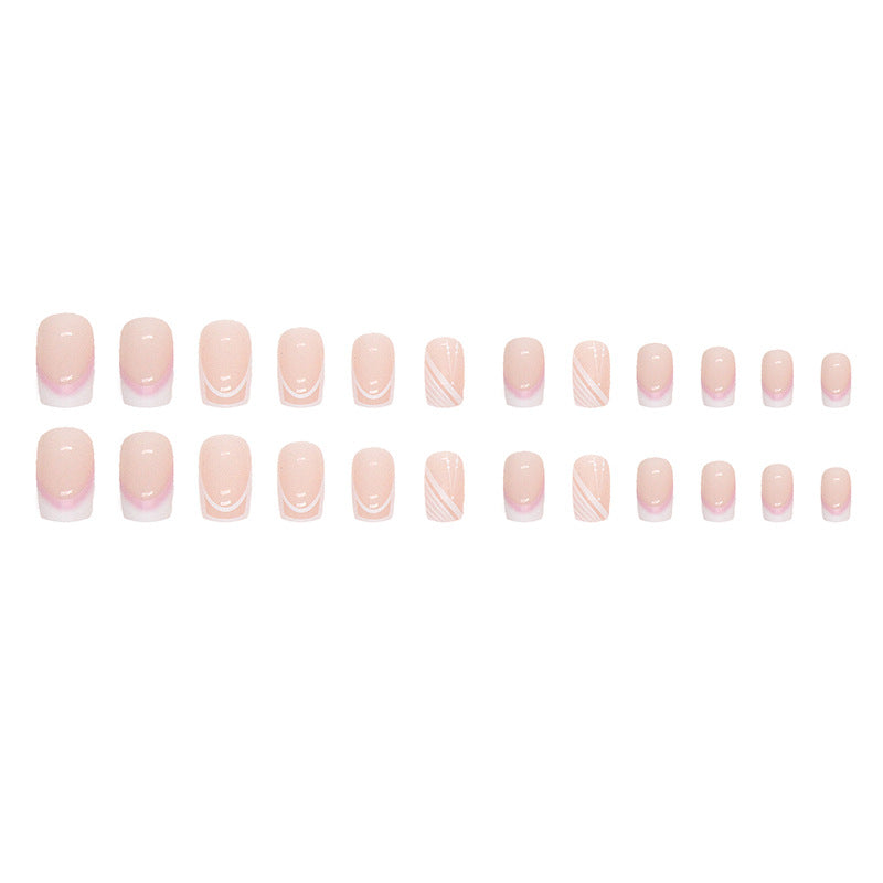 Sweet Nude Nails Simple Elegant Medium Long Euro Square Fake Nails Ins Style Wearable