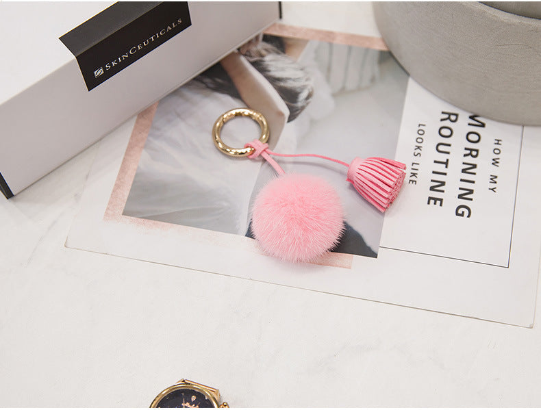 Mink Fur Mini Pom Pom Keychain & Bag Charm