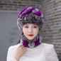 Warm Real Rabbit Fur Ear Flap Hat & Scarf Set