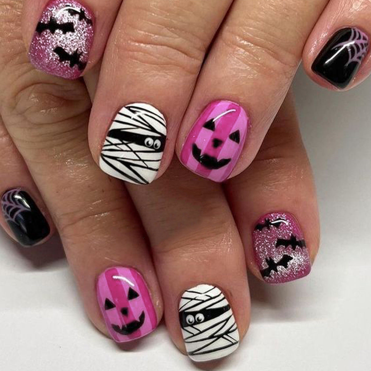 New FashionHalloween Mummy Bat and Ghost Face Nail Tips