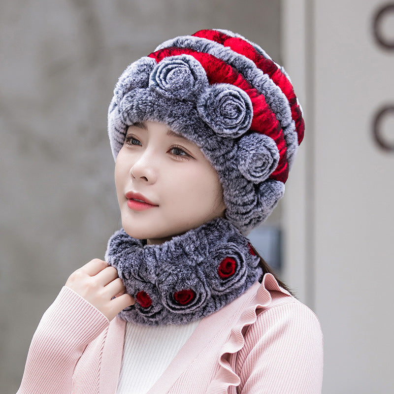 Stylish Real Rabbit Fur Ear Flap Hat - Warm Winter Accessory