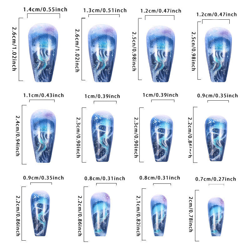 New FashionBlue Jellyfish INS Style Nail Tips