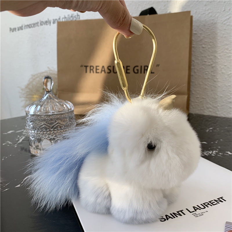 Cute Plush Marmot Rabbit Fur Unicorn Ornament Accessory