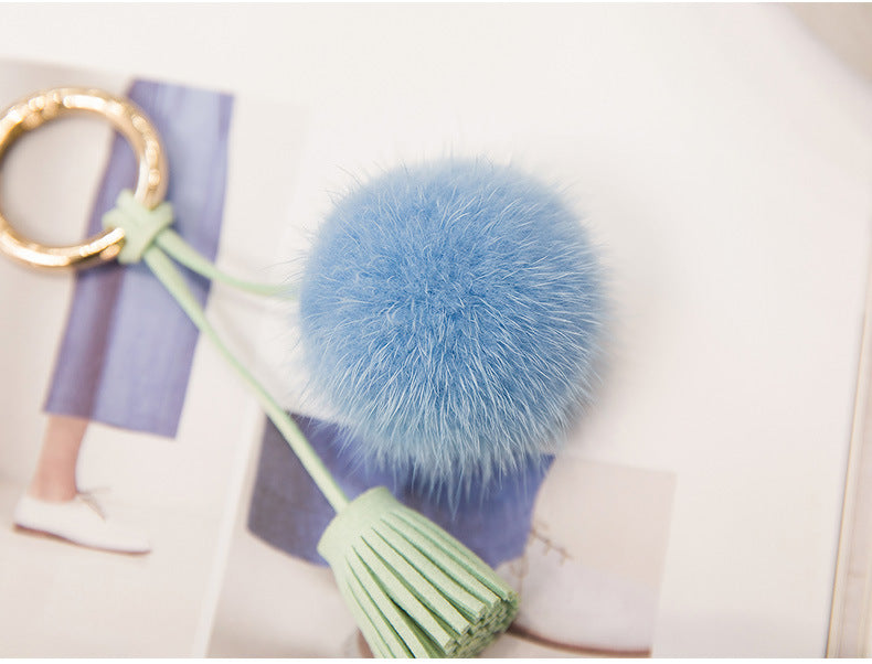 Mink Fur Mini Pom Pom Keychain & Bag Charm