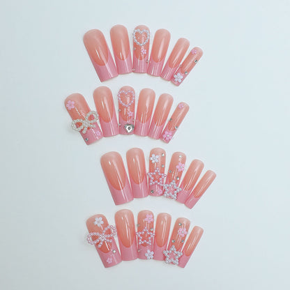 Ultra Long Water Pipe Barbie Pink Nails