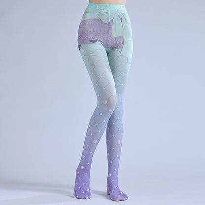 Purple Gradual Change Lolita Stockings Mesh Pantyhose