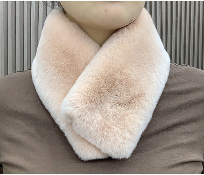 Double-Sided Real Rabbit Fur Scarf - Women's Winter Neck Warmer