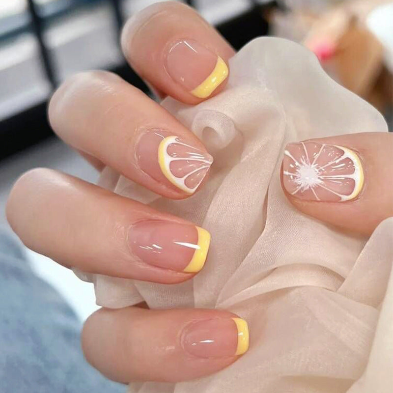 Lemonade French Tip Nails, Yellow, Removable, Whitening