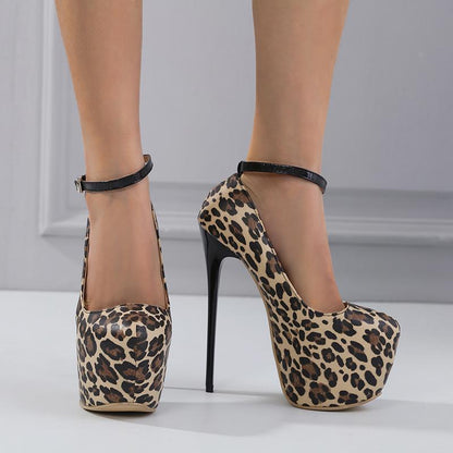 Chic Elegance Sleek Leopard Print High Heel Shoes