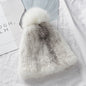 Stylish Mink Fur Hat with Fox Pom Pom