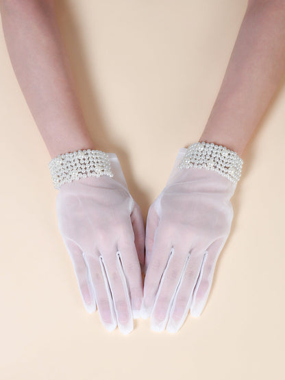 Pearl Mesh Short Gloves