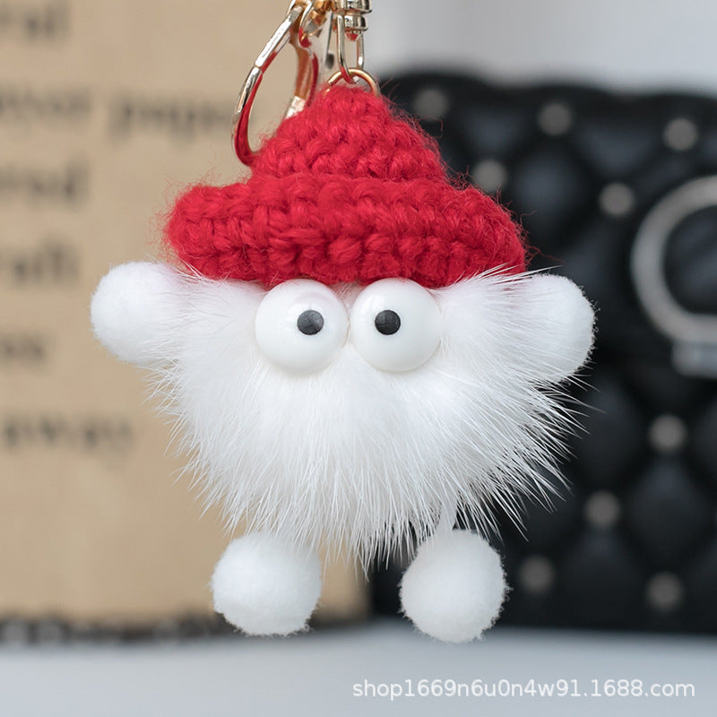 Cute Mink Fur Pom Pom Bag Charm - Stylish Accessory