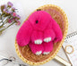 Rabbit Fur Lying Bunny Keychain Cute Charm