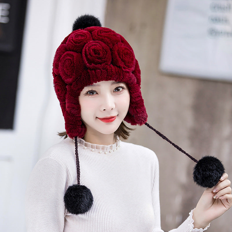 Winter Real Rabbit Fur Ear Flap Hat - Stylish & Warm