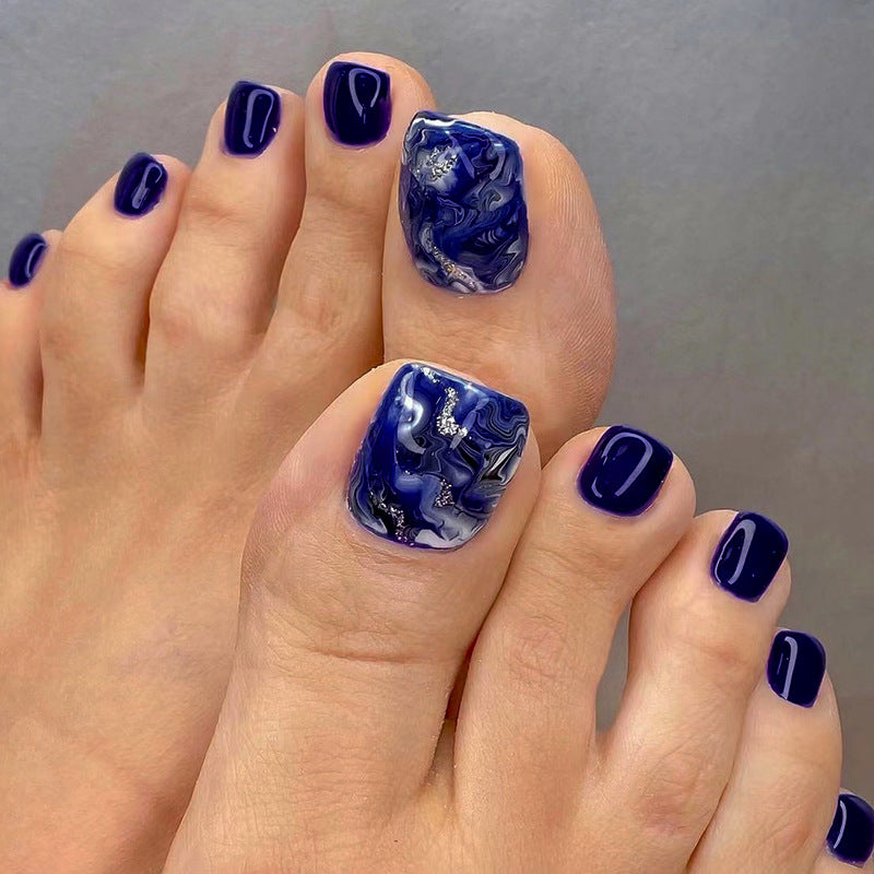 Blue Ombre Glitter Toe Nail Tips