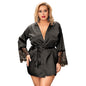 Plus Size Silk Satin Lace Hollow Robe