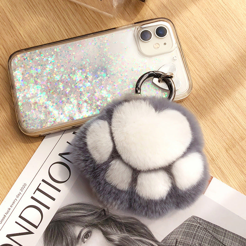 Cute Real Rabbit Fur Tiger Claw Keychain