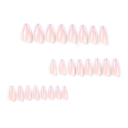 Wholesale White Pink French Nail Art Tips with Glitter Lines-Homeunderwear