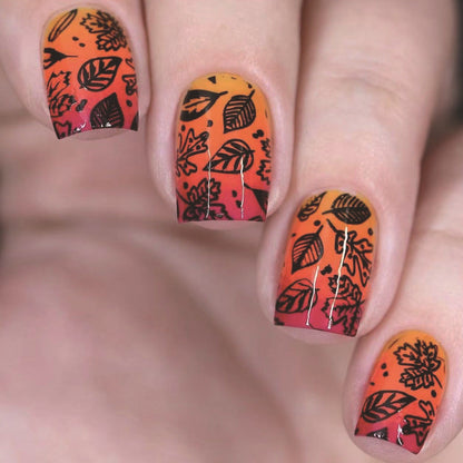 Autumn Red Yellow Gradient Short Square Maple Leaf Nail Tips