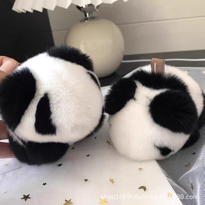 Cute Fuzzy Panda Keychain - 12cm Plush Toy