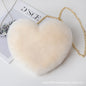 Fashionable Faux Fur Heart-Shaped Bag - Chain Crossbody Purse